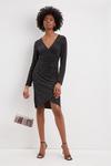 Dorothy Perkins Tall Black Glitter Side Wrap Mini Dress thumbnail 2