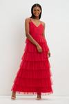 Dorothy Perkins Pink Pleated Tiered Midaxi Dress thumbnail 1