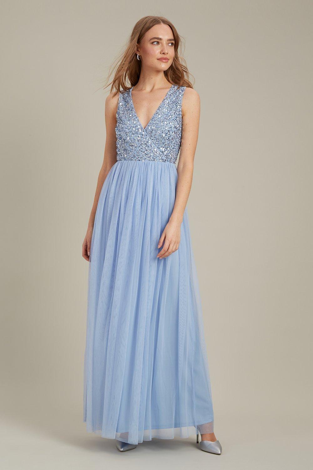Dresses Embellished V Neck Tulle Maxi Dress Dorothy Perkins