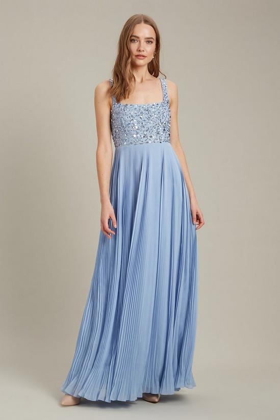 Dorothy Perkins Square Neck Embellished Pleated Maxi Dress 1