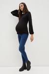 Dorothy Perkins Maternity Black Top with Woven Spot Textured Sleeve thumbnail 1