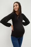 Dorothy Perkins Maternity Black Top with Woven Spot Textured Sleeve thumbnail 2