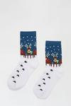Dorothy Perkins Navy Reindeer Socks thumbnail 1