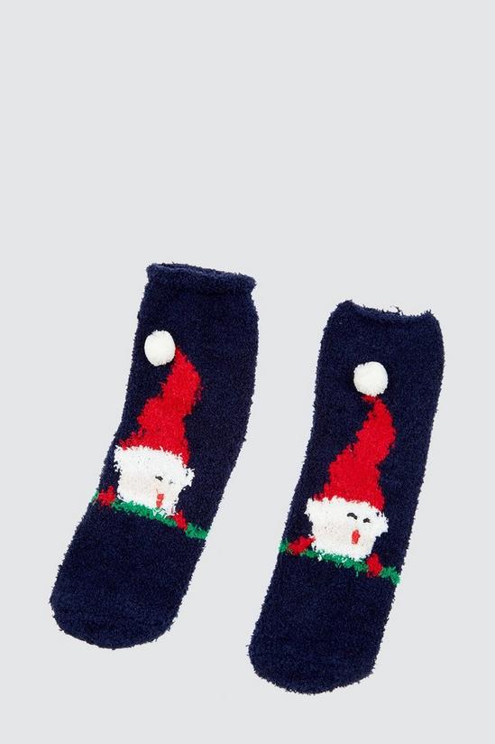 Dorothy Perkins Navy Fluffy Santa Socks 1