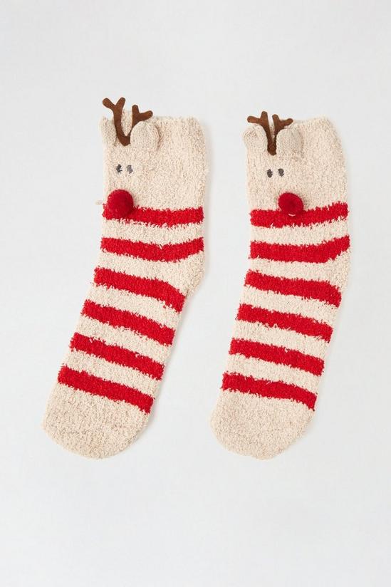 Dorothy Perkins Fluffy Striped Reindeer Socks 1