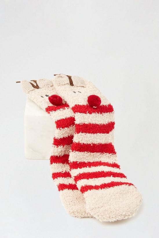 Dorothy Perkins Fluffy Striped Reindeer Socks 2