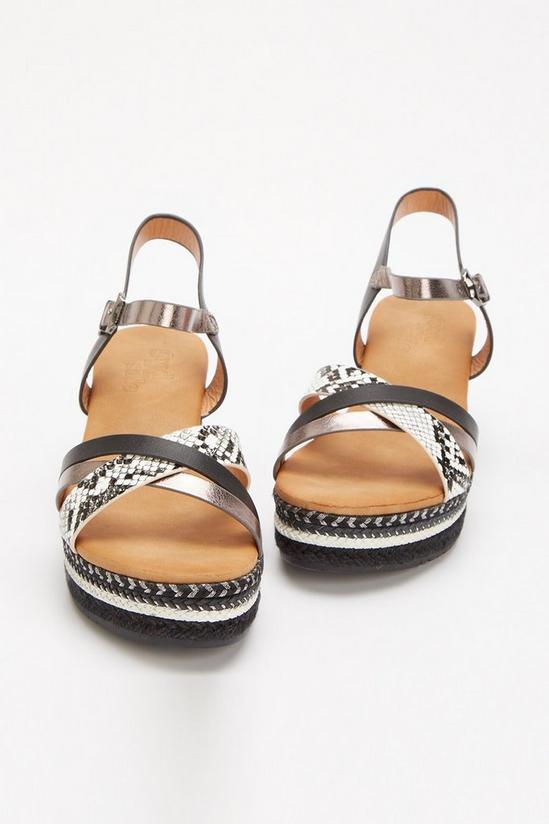 Good For the Sole Good For The Sole: Extra Wide Amber Metallic Mix Wedge Sandal 4
