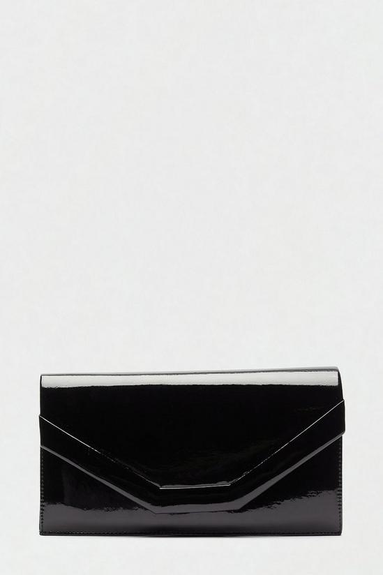 Dorothy Perkins Black Patent Black Envelope Clutch Bag 2