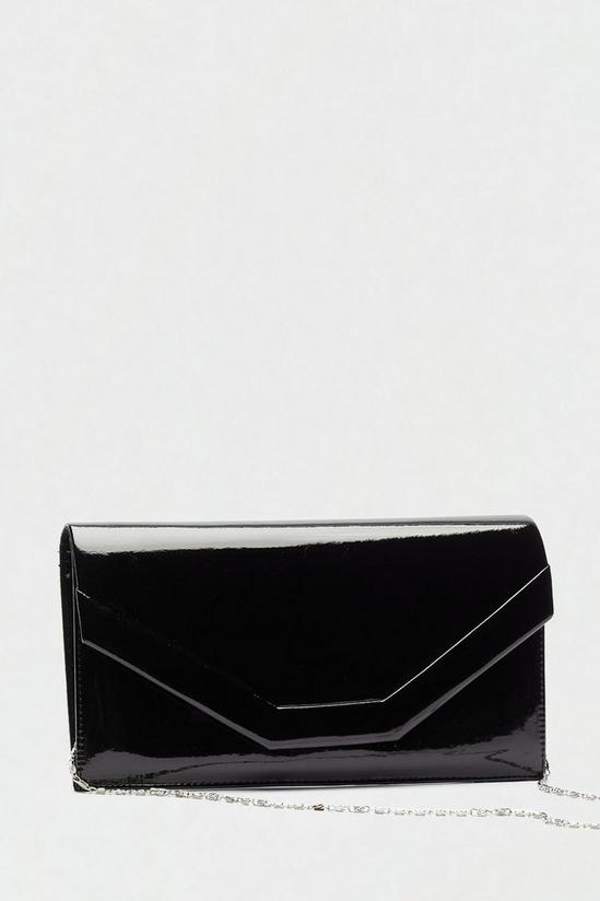Dorothy Perkins Black Patent Black Envelope Clutch Bag 3