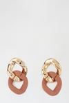 Dorothy Perkins Gold And Brown Oversized Chain Link Earrings thumbnail 2