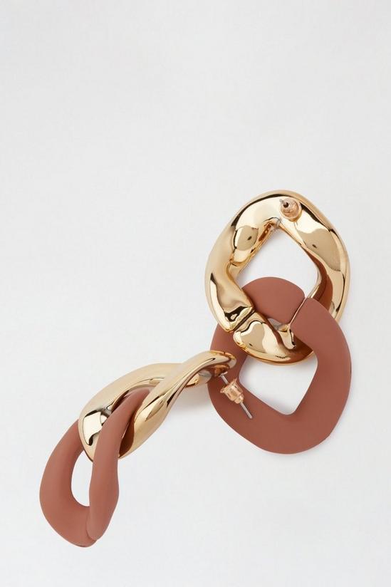Dorothy Perkins Gold And Brown Oversized Chain Link Earrings 3