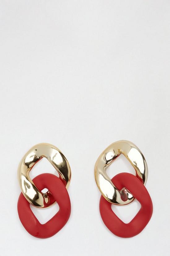 Dorothy Perkins Red And Gold Oversized Chain Link Earrings 1