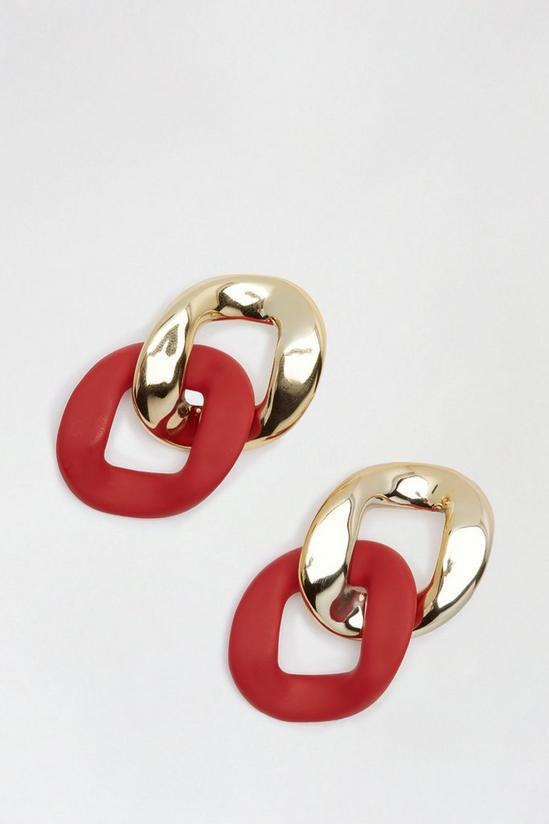 Dorothy Perkins Red And Gold Oversized Chain Link Earrings 2