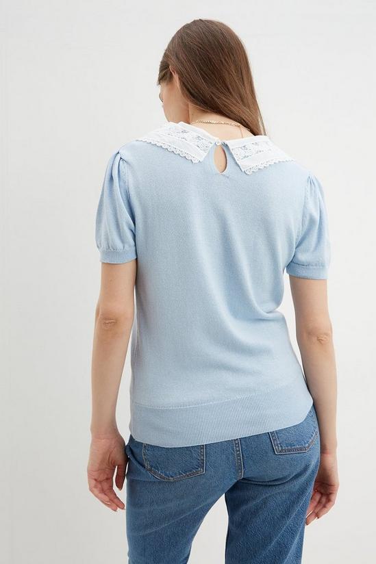 Dorothy Perkins Woven Collar Knitted T Shirt 3