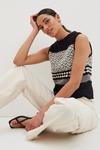 Dorothy Perkins Crochet Contrast Panel Knitted Top thumbnail 1