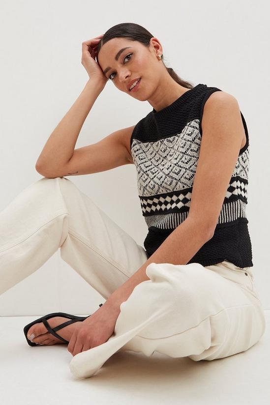 Dorothy Perkins Crochet Contrast Panel Knitted Top 1