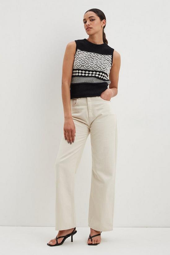 Dorothy Perkins Crochet Contrast Panel Knitted Top 2