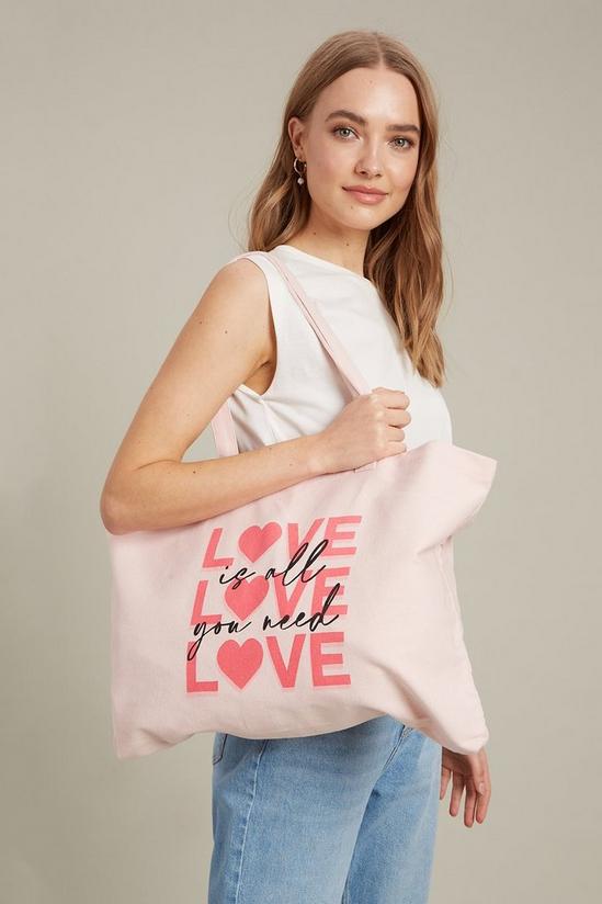 Dorothy Perkins Cotton Love Slogan Tote Bag 1