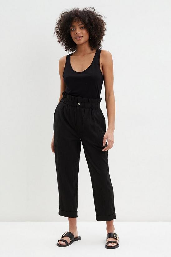 Dorothy Perkins Paperbag Tapered Linen Look Trousers 1