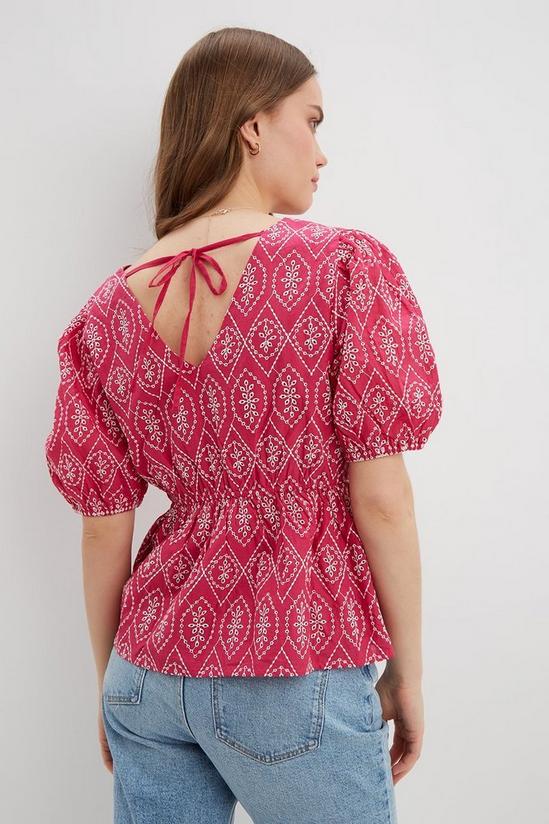 Dorothy Perkins Pink Contrast Stitch  Broderie Wrap Blouse 3