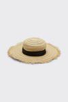 Dorothy Perkins Beige Straw Boater Hat With Black Ribbon thumbnail 2