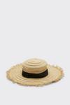 Dorothy Perkins Beige Straw Boater Hat With Black Ribbon thumbnail 3