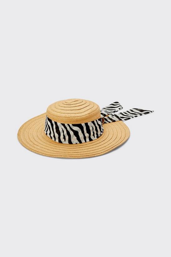 Dorothy Perkins Straw Hat With Mono Zebra Ribbon 2