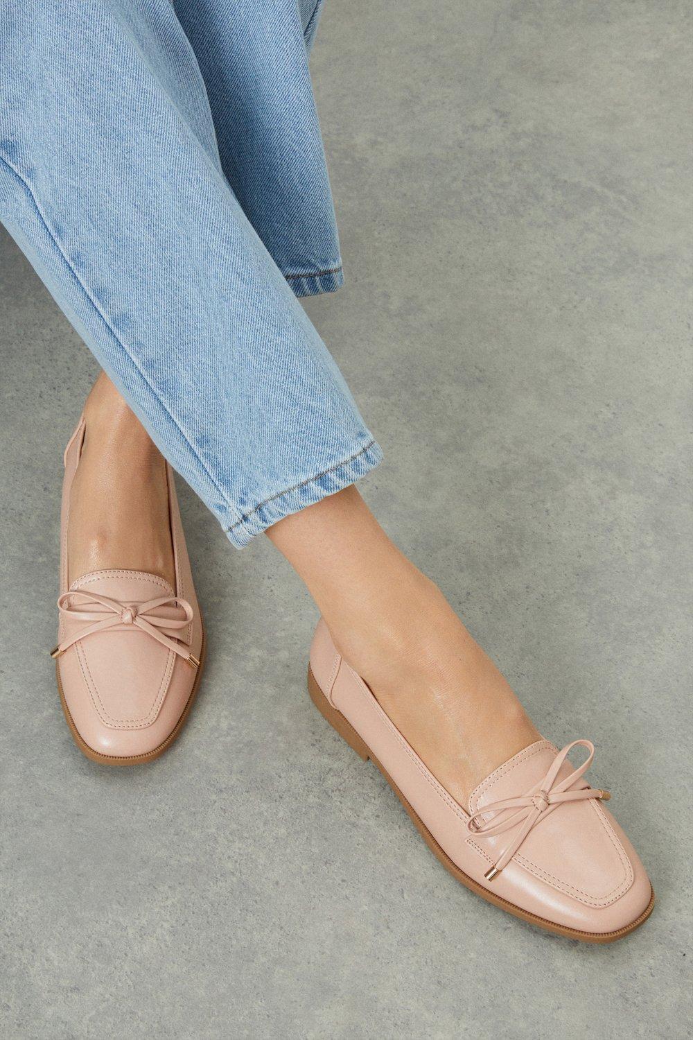 Image of Womens Luna Bow Trim Loafers