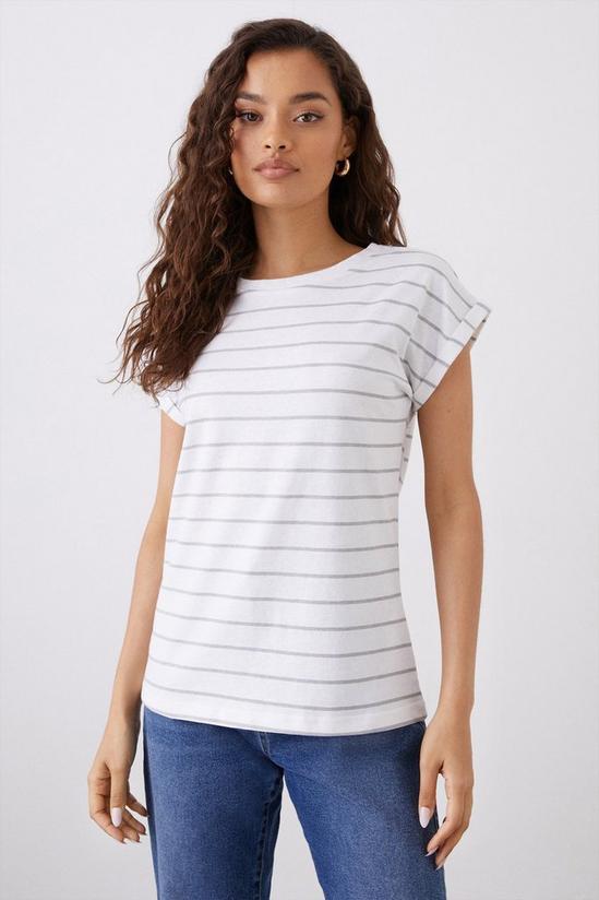 Dorothy Perkins Petite Cotton 3 Pack Roll Sleeve T-Shirt 4