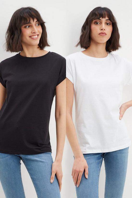 Dorothy Perkins Tall 2 Pack Cotton Roll Sleeve T-Shirt 1