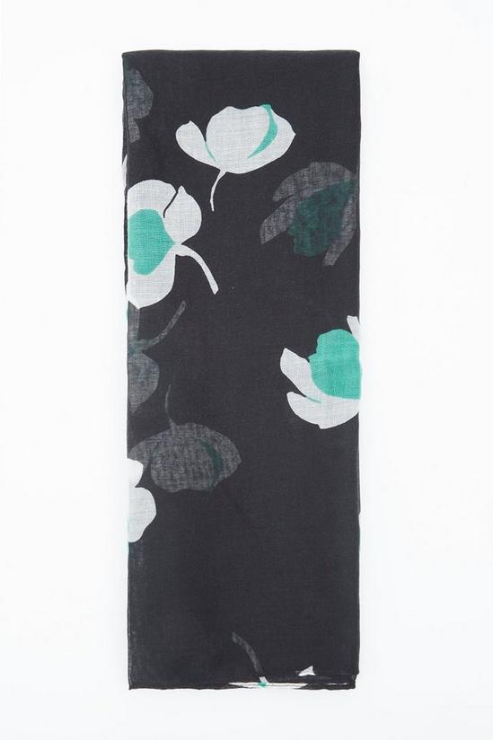 Dorothy Perkins Black Large Green Floral Print Scarf 1
