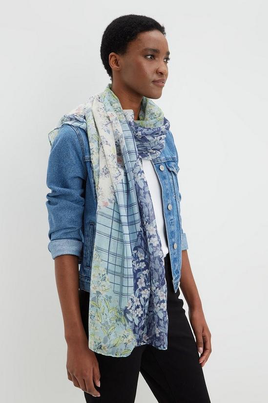 Dorothy Perkins Blue Mix Print Patchwork Style Scarf 2