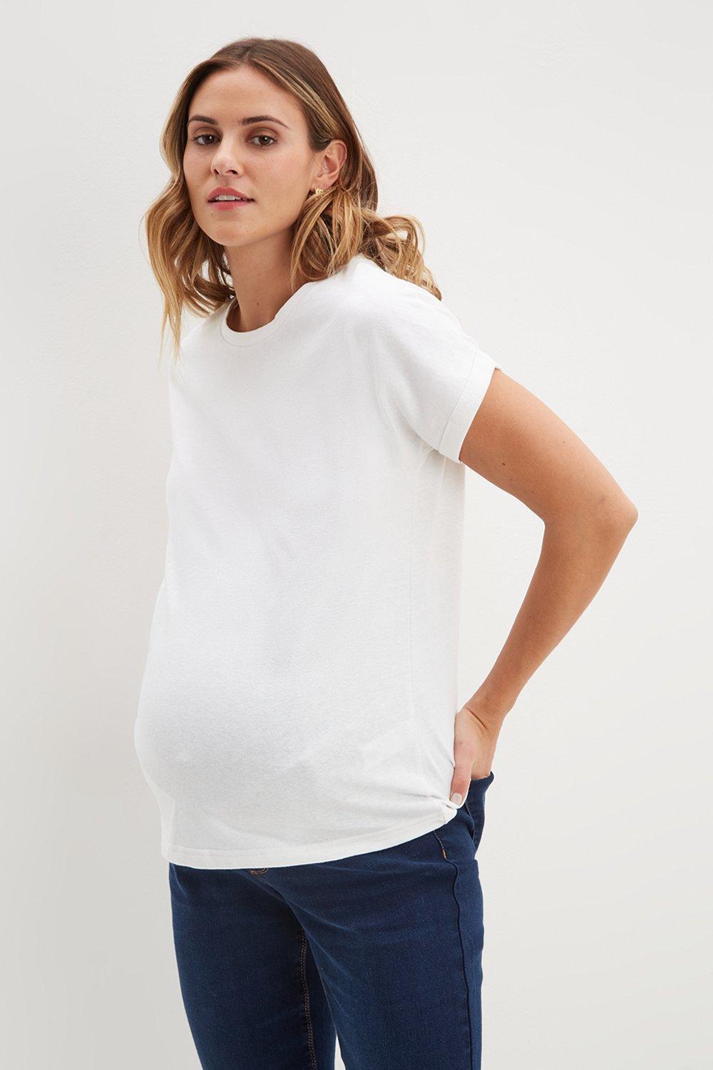 Womens Maternity 2 Pack Roll Sleeve T-shirts