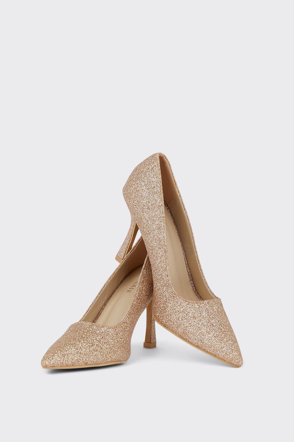 Gold glitter hot sale court shoes