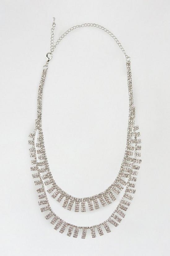 Dorothy Perkins Silver Double Layer Diamante Necklace 1