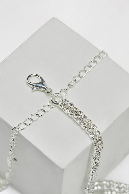 Dorothy Perkins Silver Double Layer Diamante Necklace 2