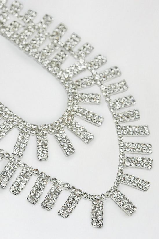 Dorothy Perkins Silver Double Layer Diamante Necklace 3