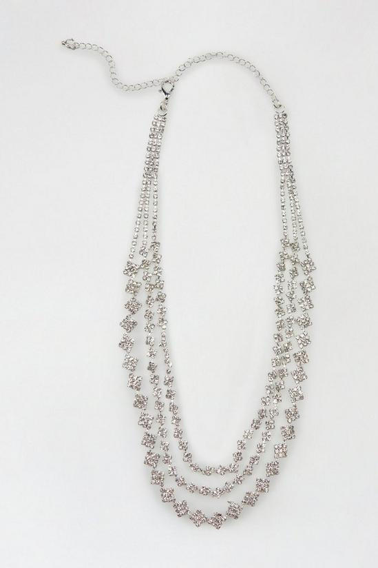 Dorothy Perkins Layered Diamante Silver Necklace 1
