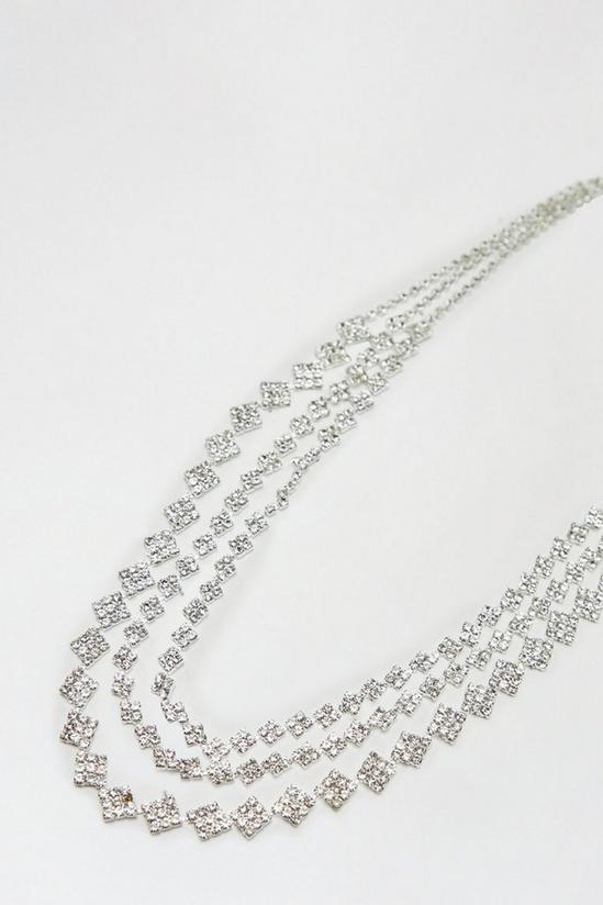 Dorothy Perkins Layered Diamante Silver Necklace 2