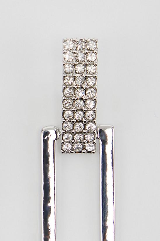 Dorothy Perkins Silver Diamante Rectangle Earrings 3