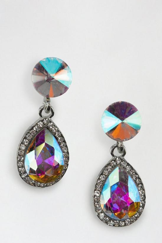 Dorothy Perkins Holographic Stone And Diamante Drop Earrings 1