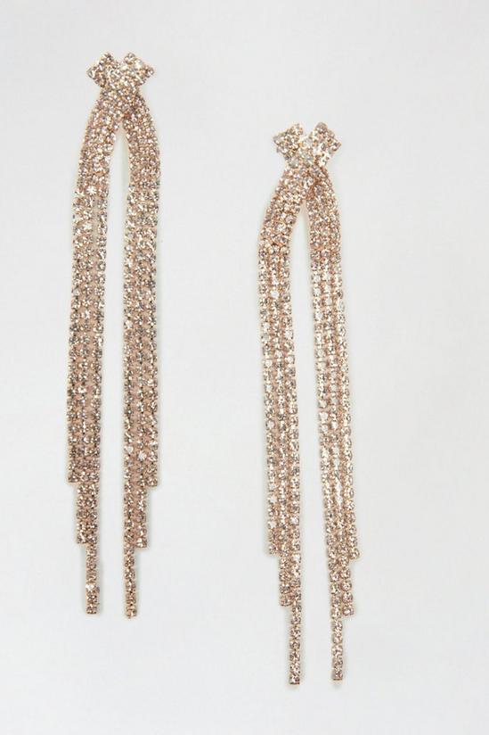 Dorothy Perkins Gold Cross Over Diamante Tassel Earrings 1