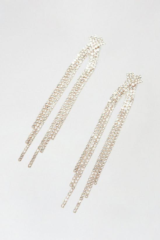 Dorothy Perkins Gold Cross Over Diamante Tassel Earrings 2