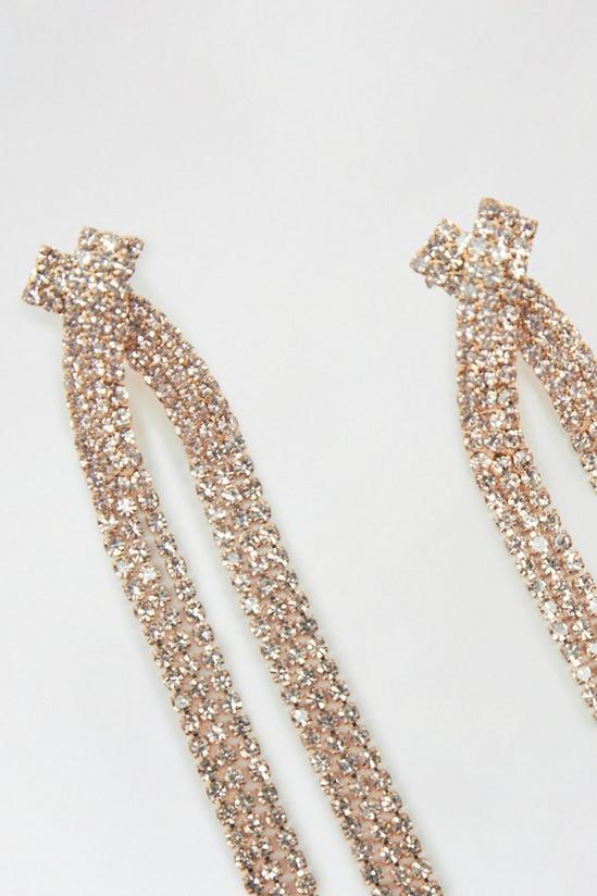 Dorothy Perkins Gold Cross Over Diamante Tassel Earrings 3