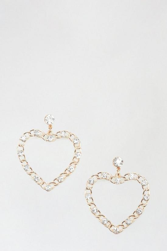 Dorothy Perkins Heart Diamante Drop Earrings 1