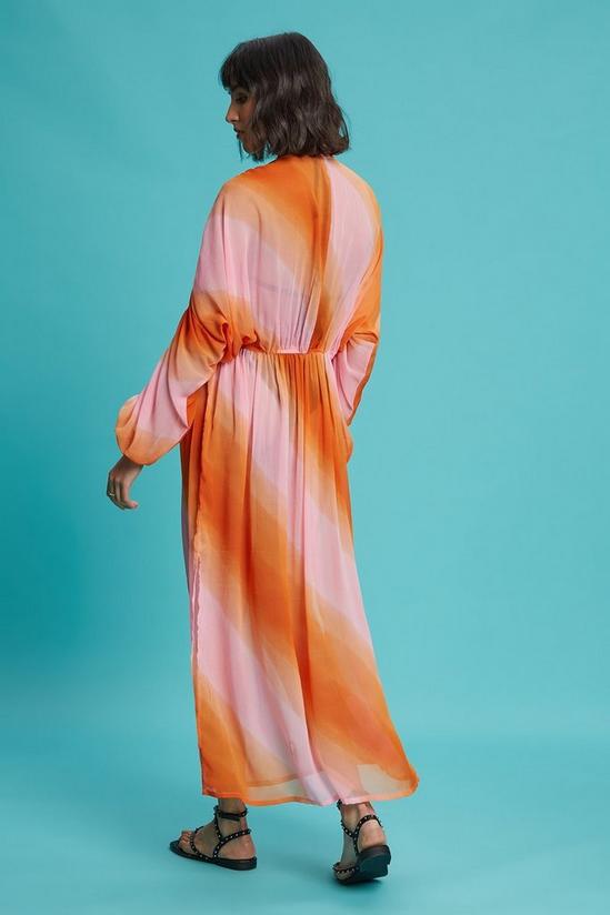 Dorothy Perkins Pink And Orange Ombre Chiffon Ruched Kaftan 3