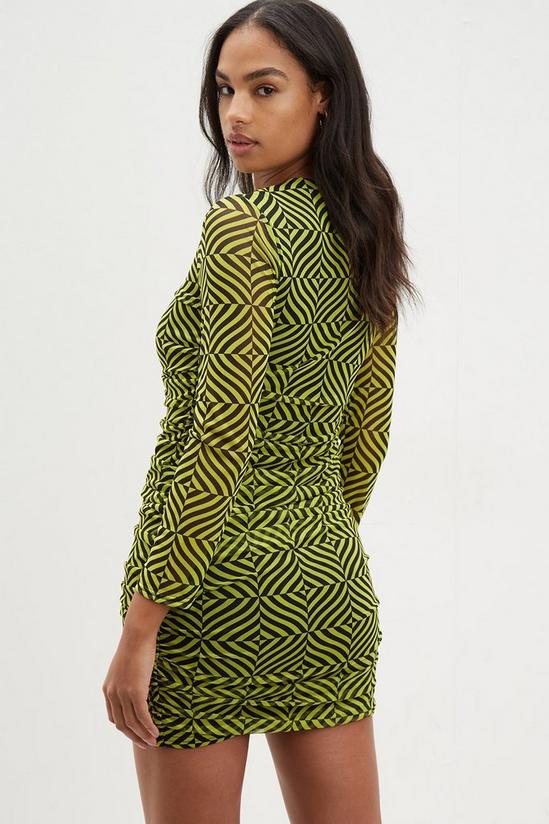 Dorothy Perkins Lime Ruched Front Mesh Mini Dress 3