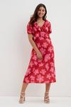 Dorothy Perkins Petite Red Floral Midi Dress With Back Detail thumbnail 2