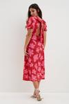 Dorothy Perkins Petite Red Floral Midi Dress With Back Detail thumbnail 3