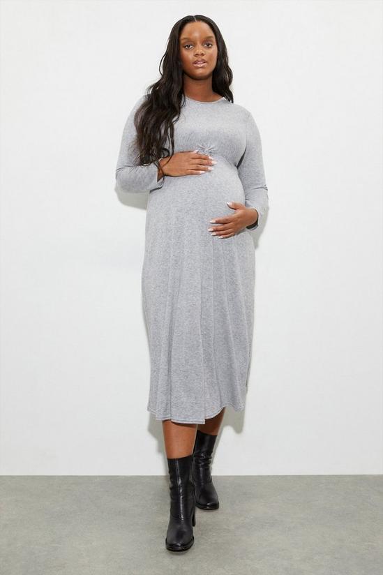 Dorothy Perkins Maternity Twist Front Long Sleeve Midi Dress 1